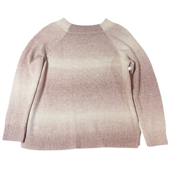 Chaps Womens Ombré Sweater Medium Cotton/Acrylic Blend Pink & Beige - Picture 2 of 6